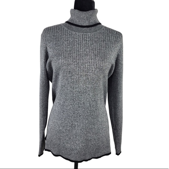 Calvin Klein Woman’s Turtleneck sweater gray black size L - Picture 1 of 12